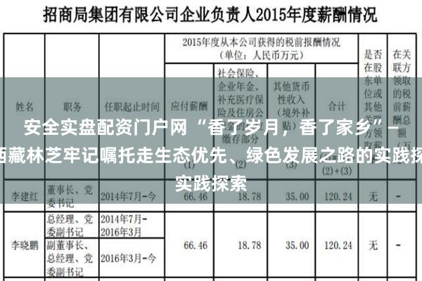 安全实盘配资门户网 “香了岁月，香了家乡”——西藏林芝牢记嘱托走生态优先、绿色发展之路的实践探索